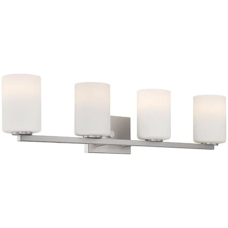 Access Lighting Sienna, 4 Light Vanity, Brushed Steel Finish, Opal Glass 62624-BS/OPL